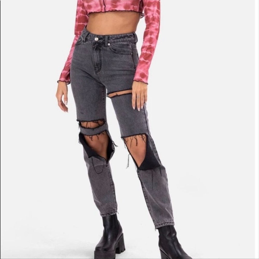 Adika Davis Straight Jeans Black Wash Large NEW Y2K - Picture 15 of 15